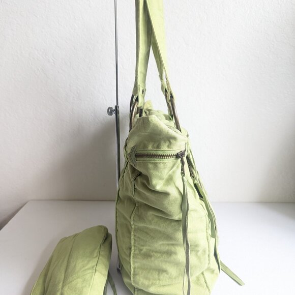 Armani Exchange Canvas Tote Handbag Bag Chartreuse Lime Green Carryall $475 - Picture 10 of 16